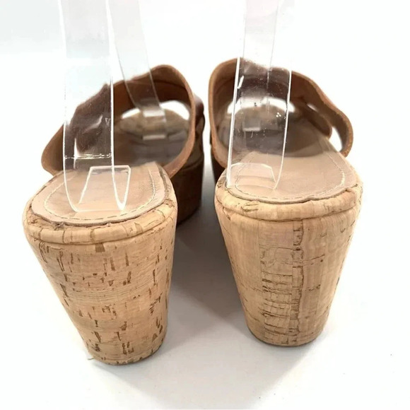 Made in Italy womens sandals size 9 tan leather cork chunky platforms - Picture 4 of 14